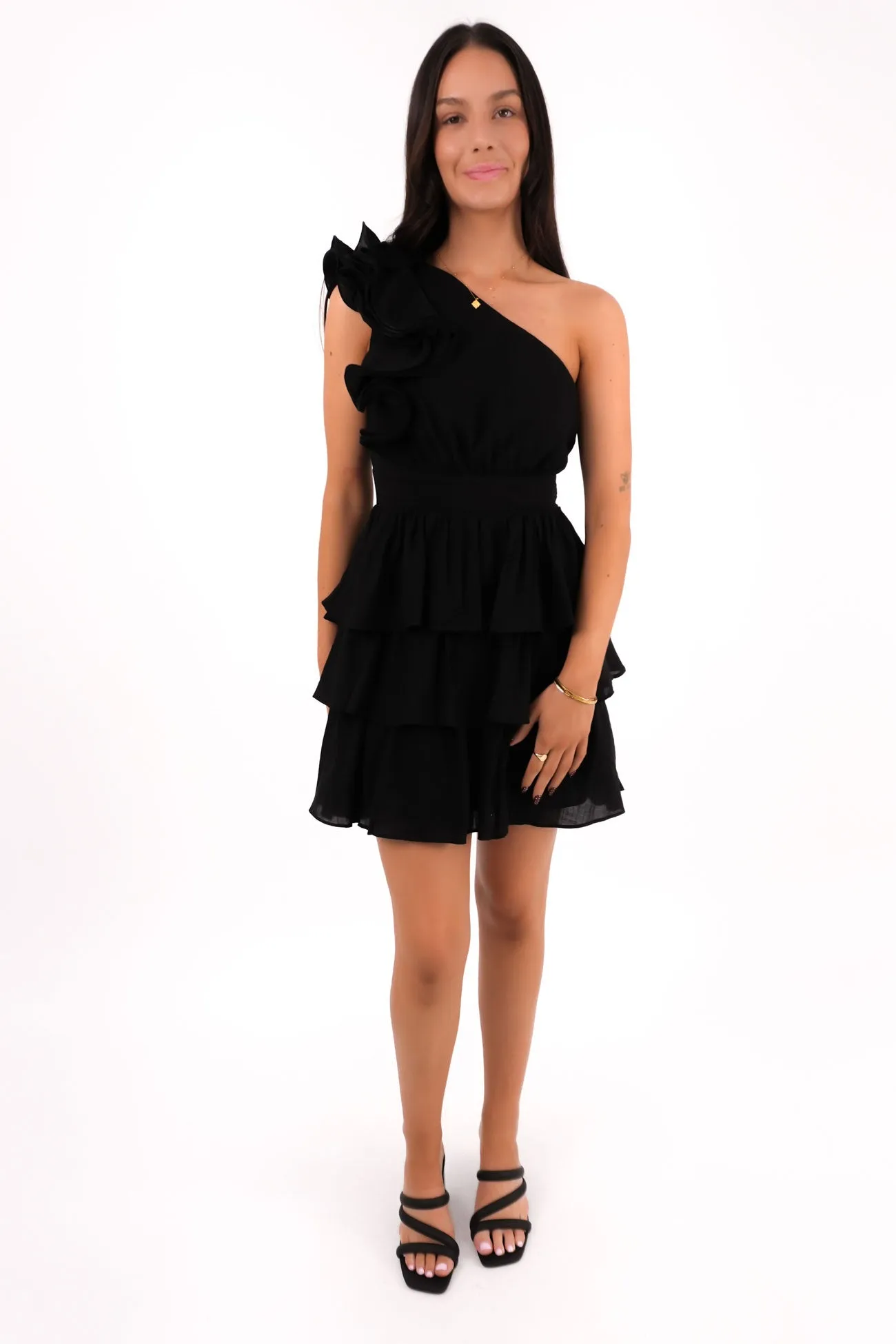 Playful printed gown Casual Chic Wear Rayah Mini Dress Black