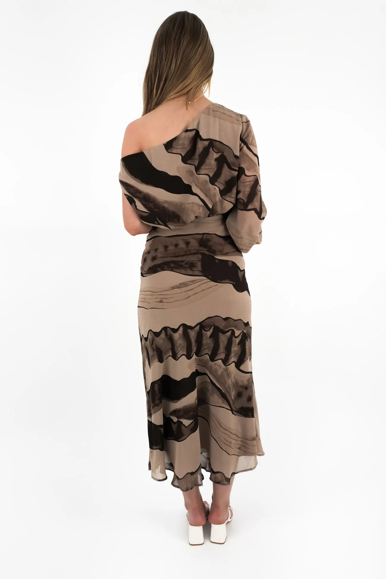 Rayla Maxi Dress Espresso Swirl Subtle Texture