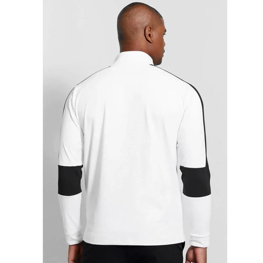 Redvanly Men's Fowler 1/4 Zip Longsleeve - Bright White/Black Shiny appearance Double stitching Square Neck