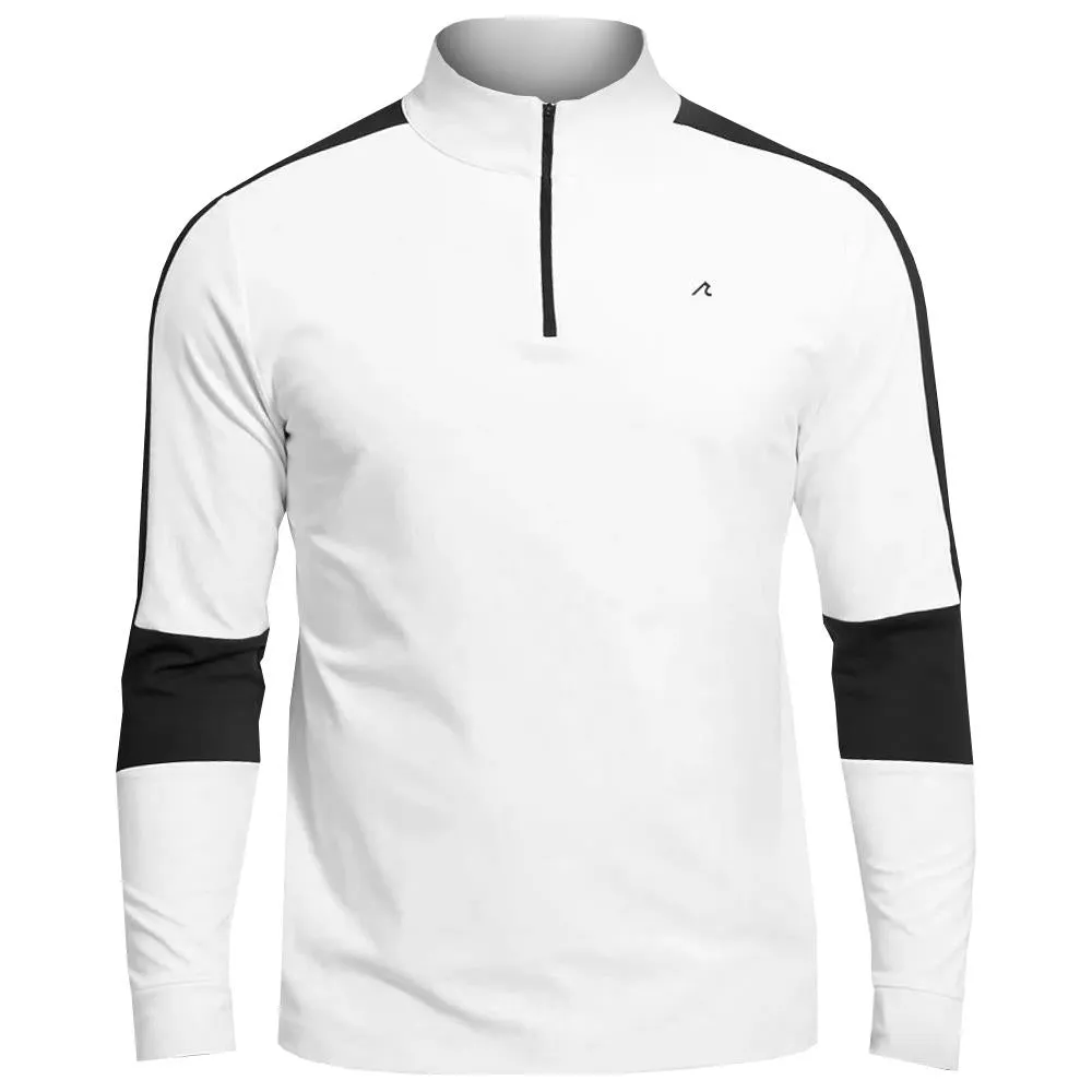Adjustable Structure Redvanly Men's Fowler 1/4 Zip Longsleeve - Bright White/Black Shiny appearance