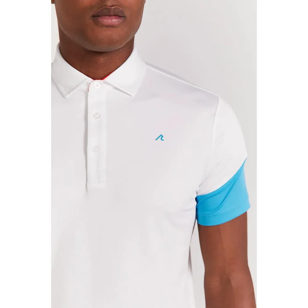 Redvanly Men's Riley Polo - White V-Neck Pleated Heavyweight