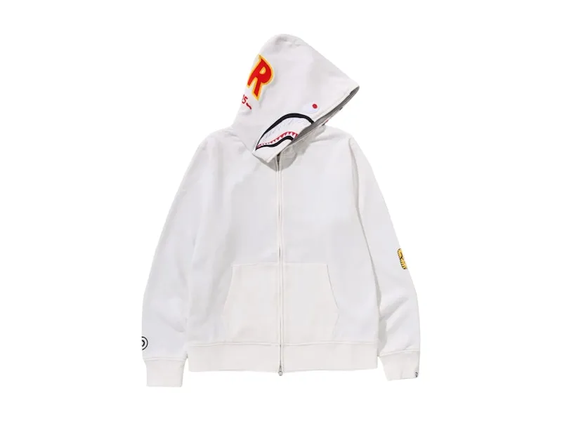 Bape 2Nd Shark Full Zip Hoodie White Slip - resistant