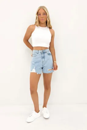 Contoured Cuff Design loafers Kyia Short Destroyed Light Blue