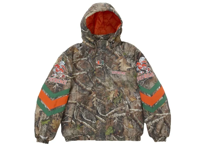 portable Supreme Mitchell & Ness Ncaa Hooded Stadium Jacket Woodland Camo