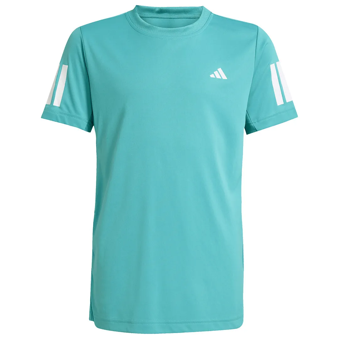 Embossed design adidas Boy's Club 3 Stripe Tee - Powder Teal