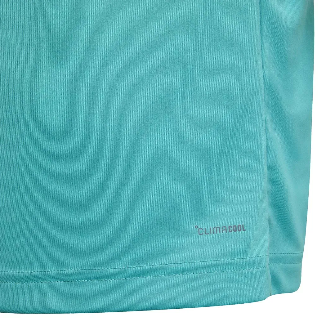adidas Boy's Club 3 Stripe Tee - Powder Teal Smooth Fabric