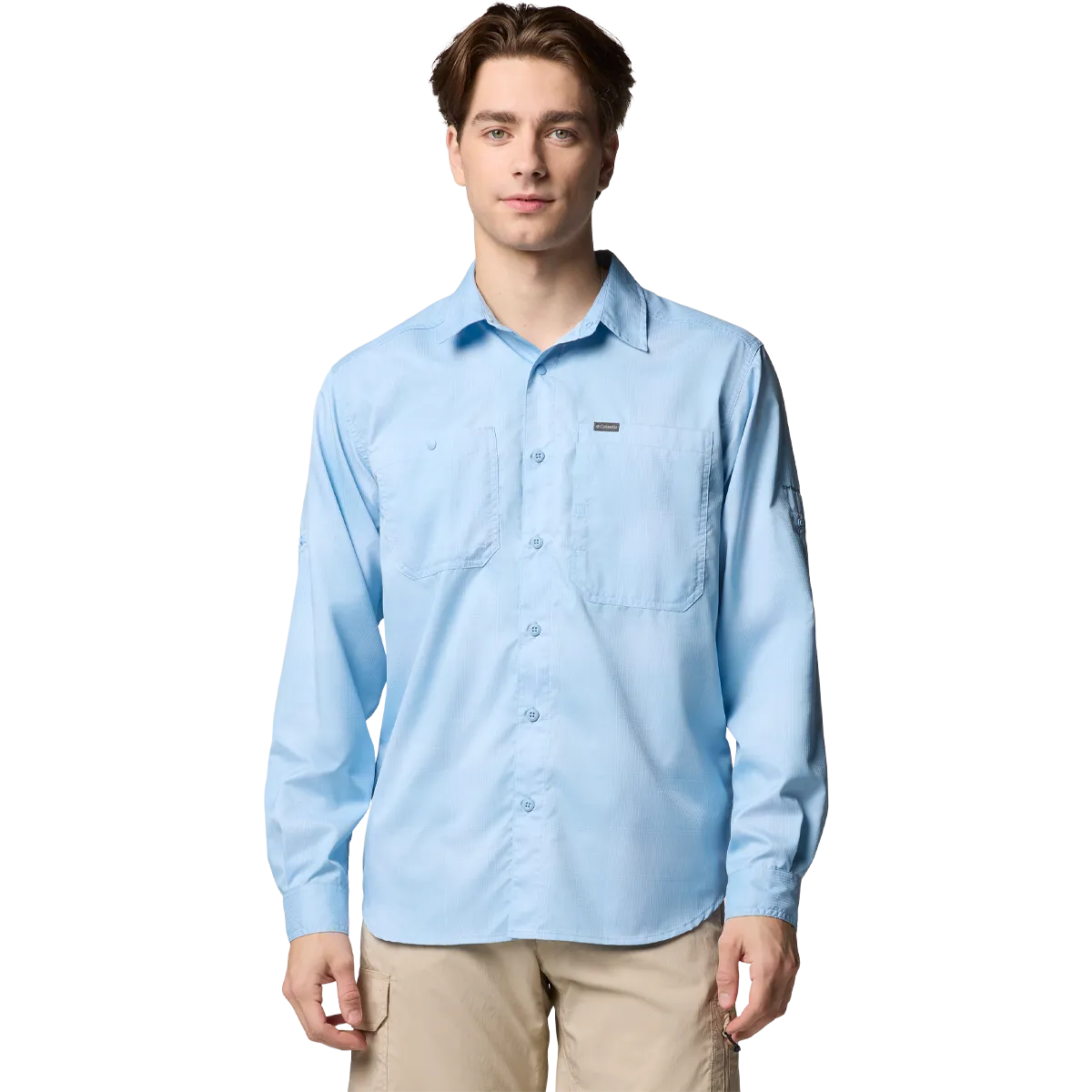Men's Silver Ridge Utility Lite Plaid Long Sleeve Raglan Sleeve LayeredCollar