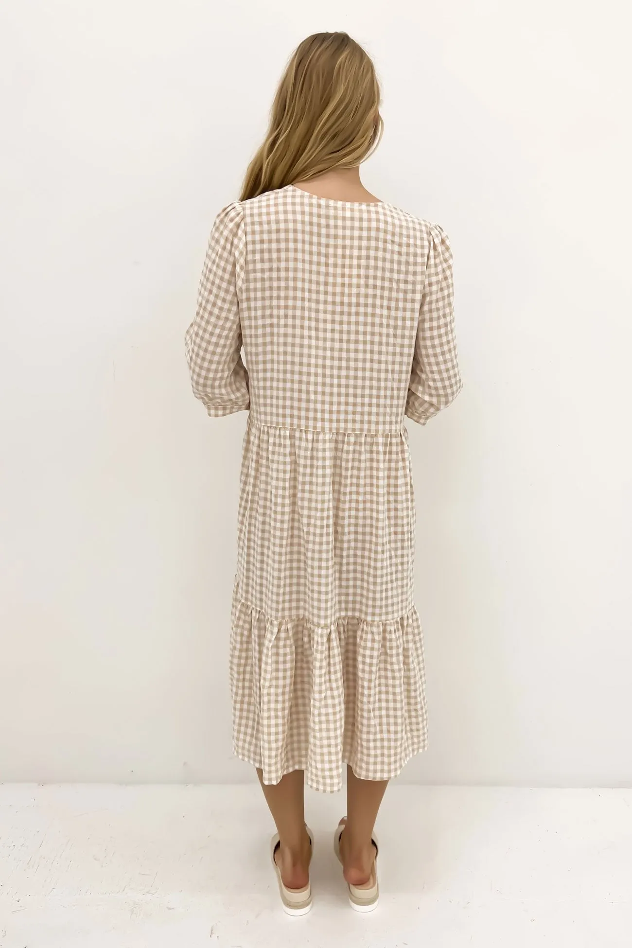 Everyday Look Warm Touch Kaylah Midi Dress Latte Gingham