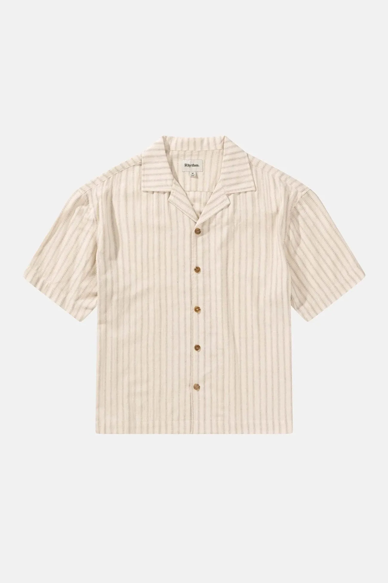 UV Protective Coating Cozy Feel Relaxed Stripe Short Sleeve Shirt Natural