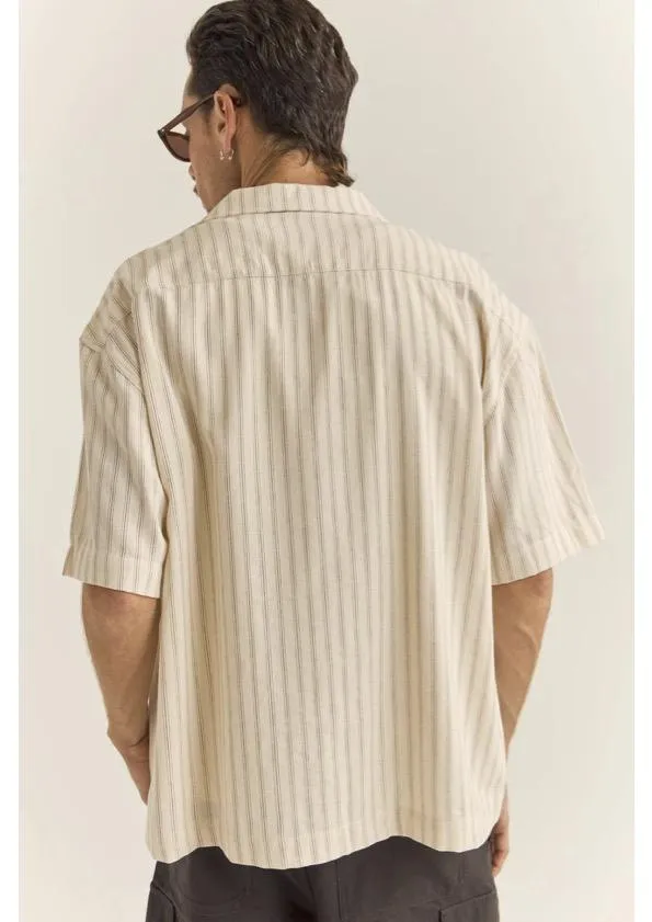 Relaxed Stripe Short Sleeve Shirt Natural Mountain Retreat Seamless Sides