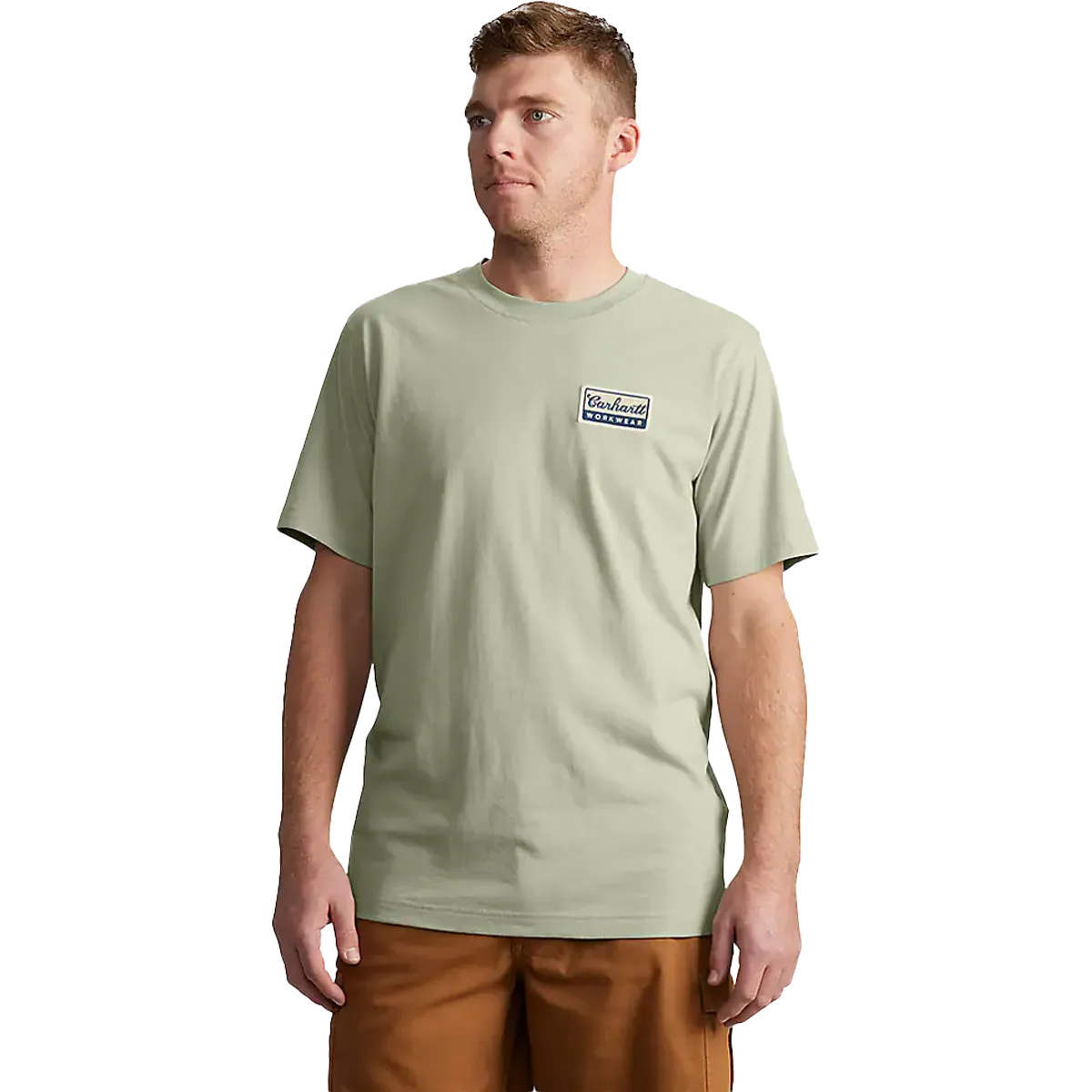 Men's Leightweight Short Sleeve Script Patch T-Shirt Contrast Topstitching Detail