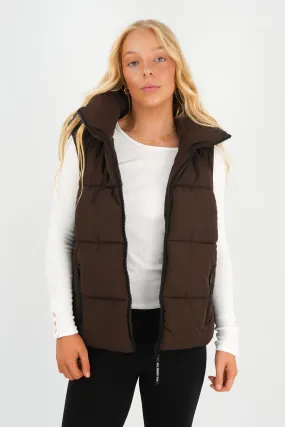 WeatherproofZipper Remi Luxe Puffer Vest Brown