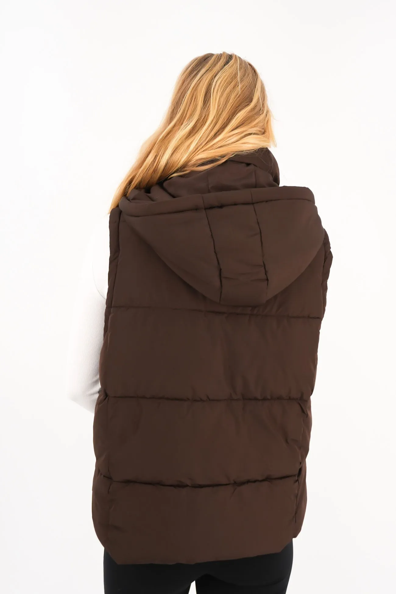 Remi Luxe Puffer Vest Brown Relaxed Comfort