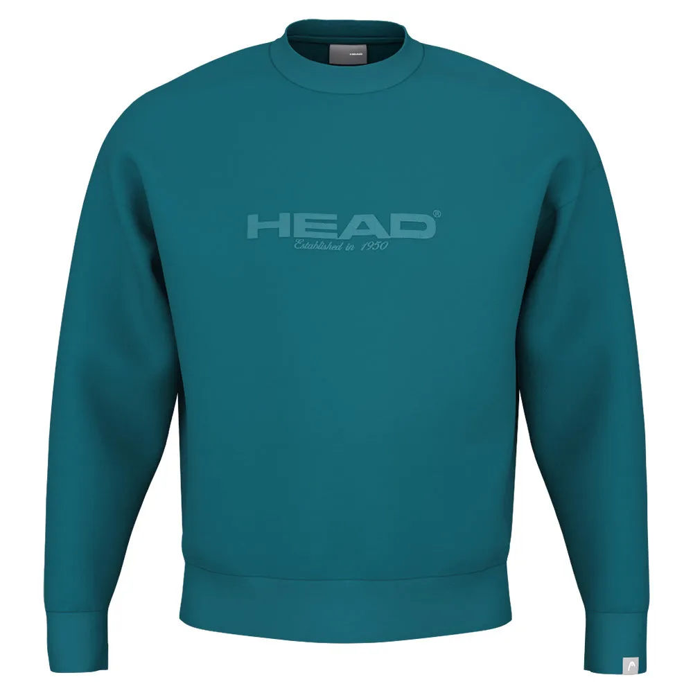 Lace-up Handmade Removable Collar Head Unisex Motion Crew Sweatshirt - Teal