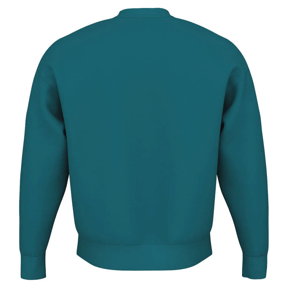 Removable Collar Head Unisex Motion Crew Sweatshirt - Teal Soft Padding Linen