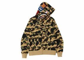 Fur-Like Bape 1St Camo Shark Full Zip Hoodie Yellow