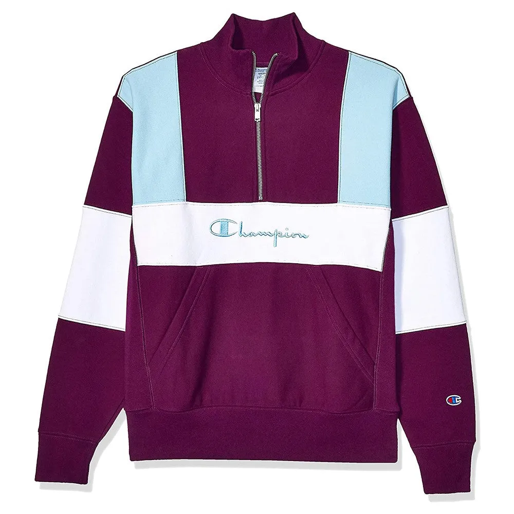 Zipper Quality Reverse Weave Colorblock 1/4 Zip Sweatshirt