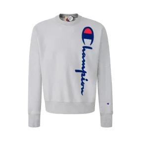 Collared Printed design Reverse Weave Crew Sweatshirt