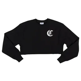Sequin Work Comfortable Experience Reverse Weave Cropped Sweatshirt Women