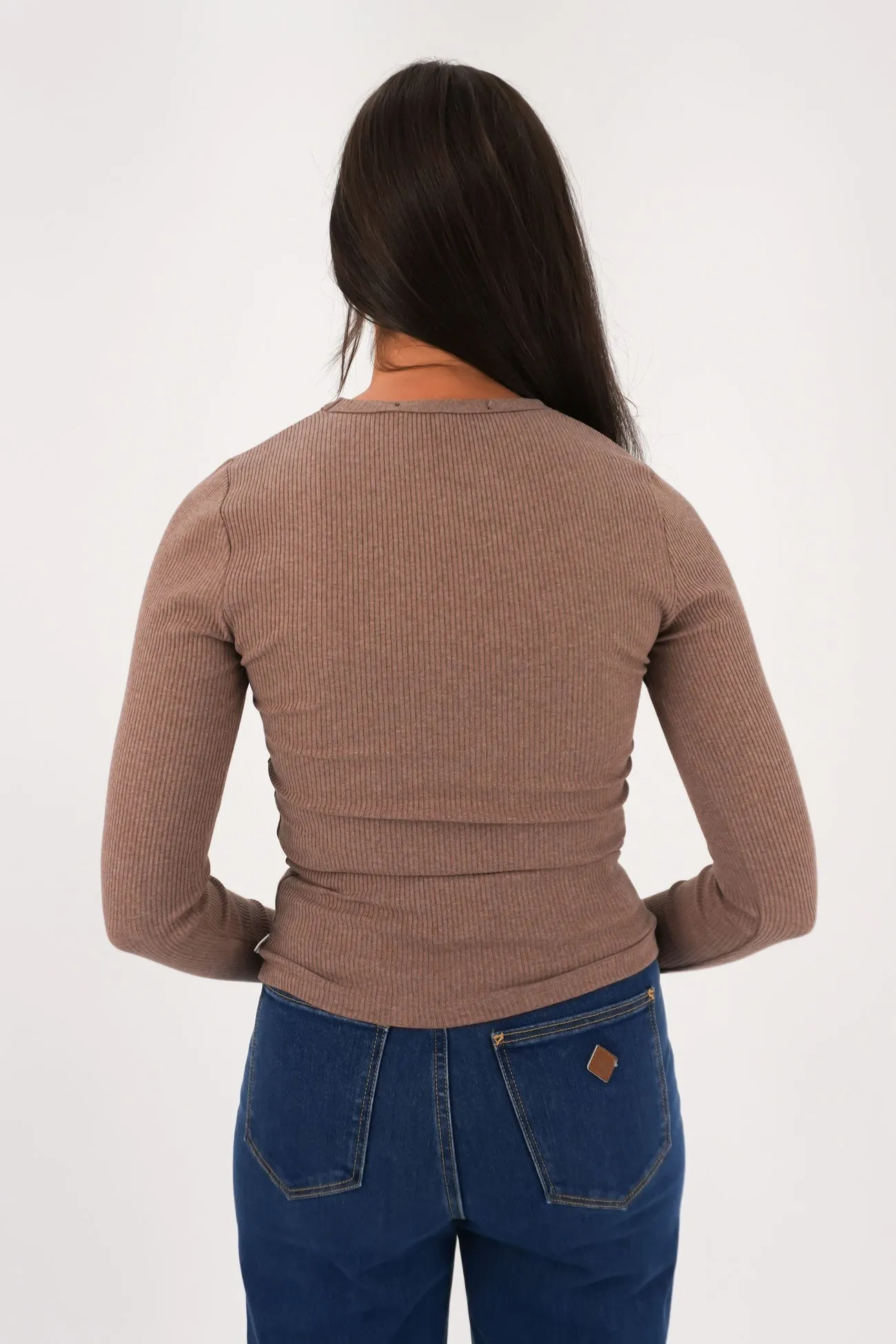 Baby shower gift skincare Rib Long Sleeve Tee Brown