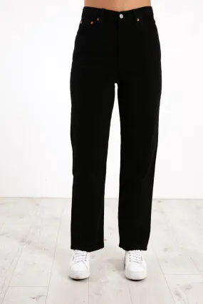 Ribcage Straight Ankle Jean Black Sprout Button Fly Option Wardrobe Fit