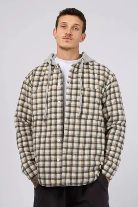 Soft Collar Design Rigger Hooded Shirt Multicoloured