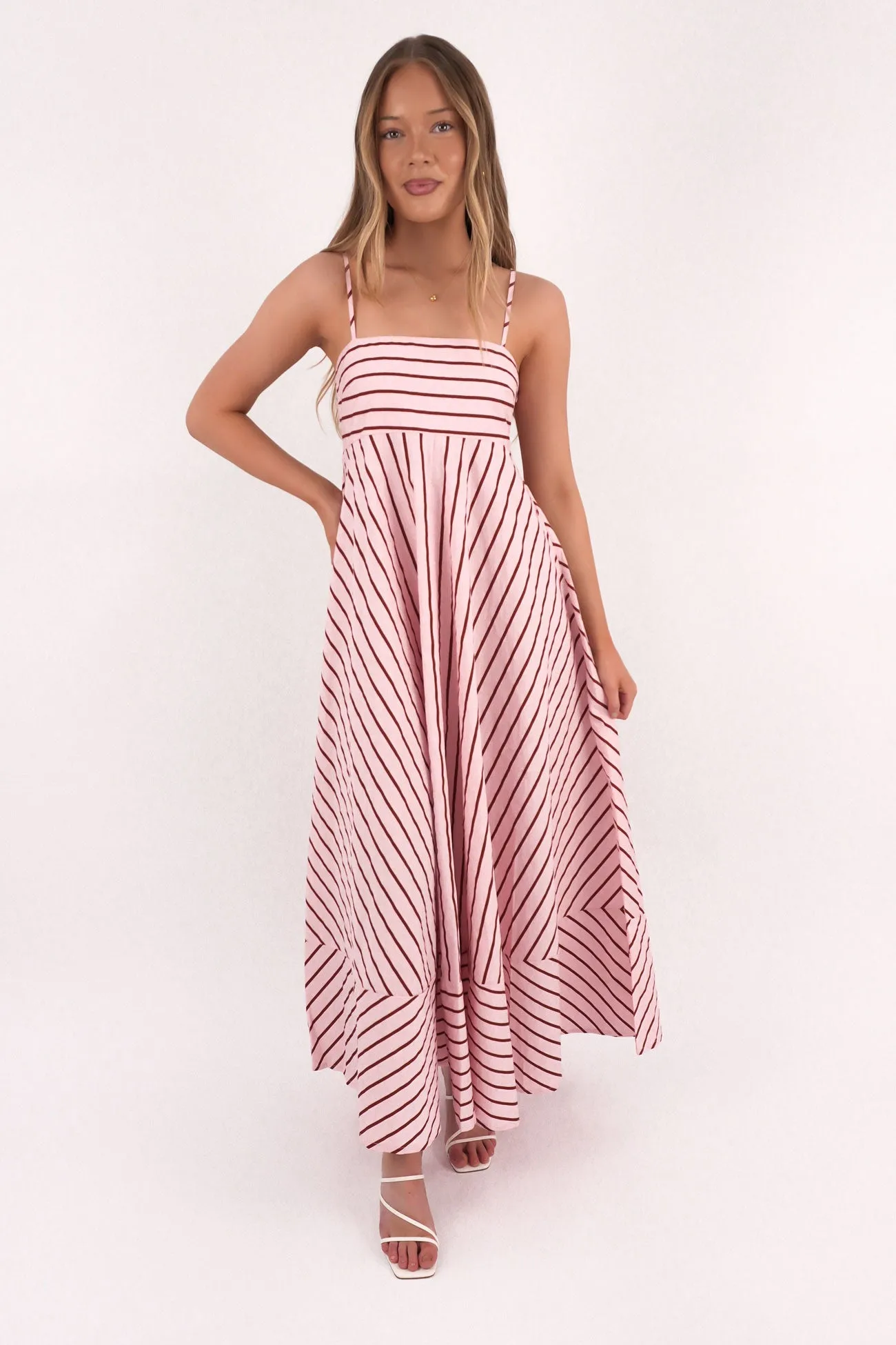 Cozy Flex Lace Ease Riley Maxi Dress Pink Red