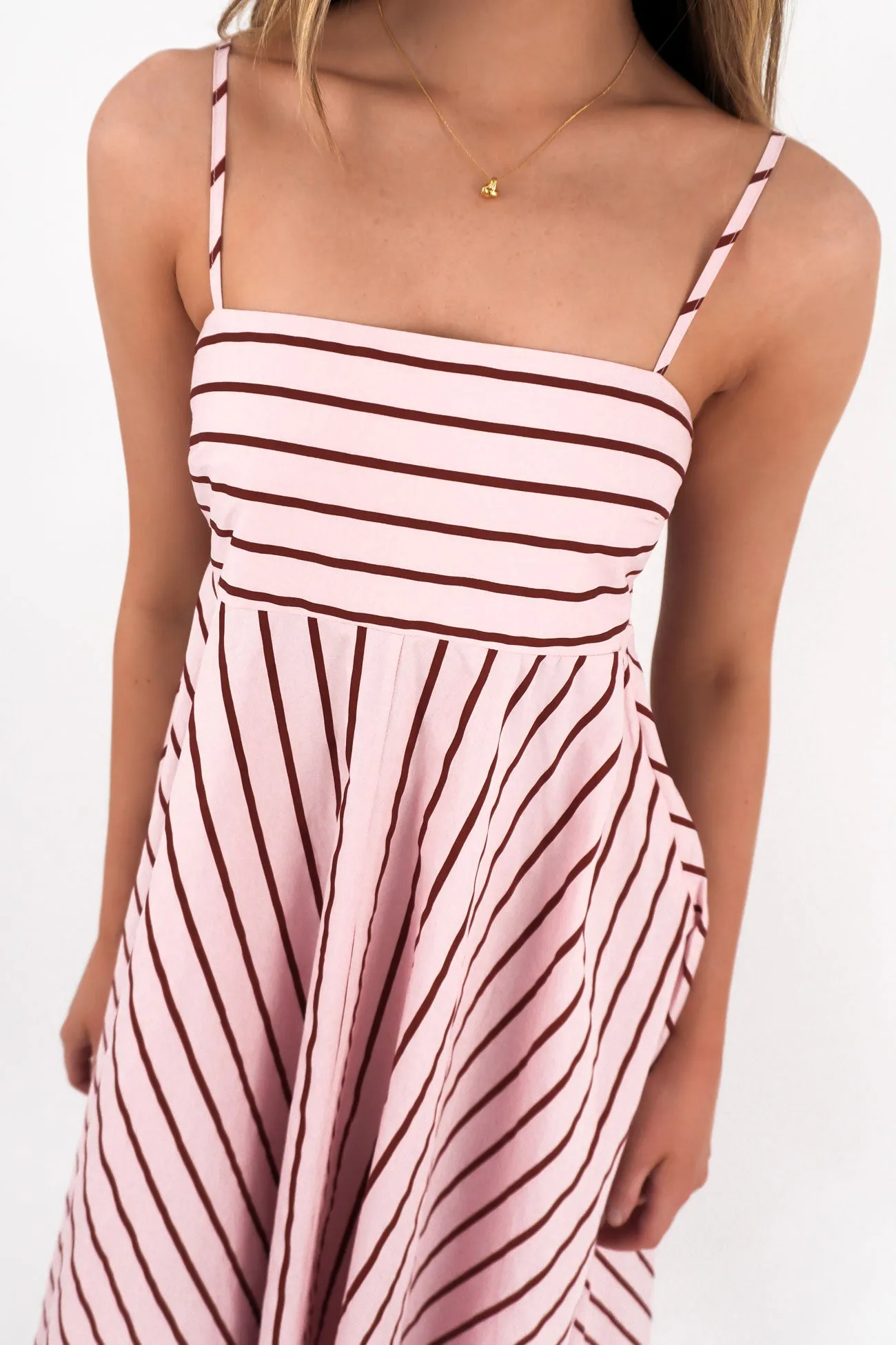 Semi Sheer Light Cloud Riley Maxi Dress Pink Red