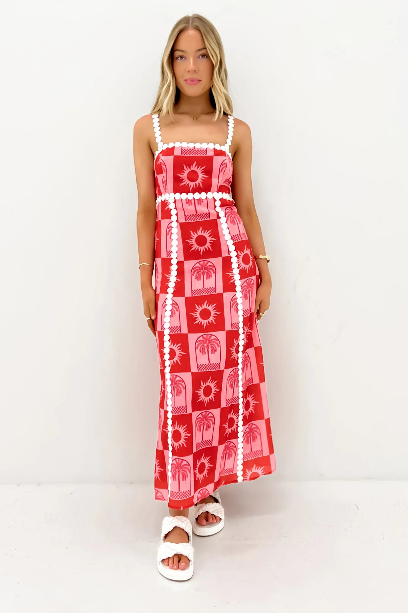 Rhea Midi Dress Pink Red Inner Glow Earth-Tone