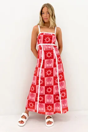 Smart Outfit Rhea Midi Dress Pink Red