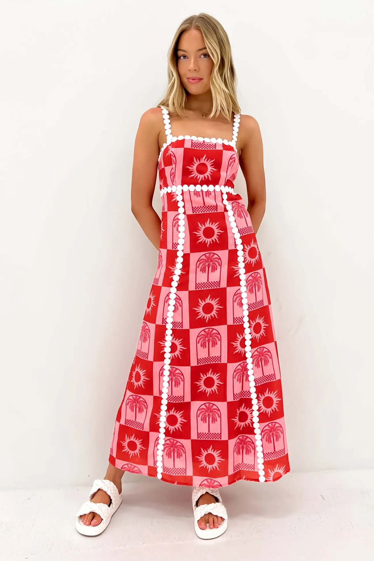 Rhea Midi Dress Pink Red Minimal Design Classic Mood