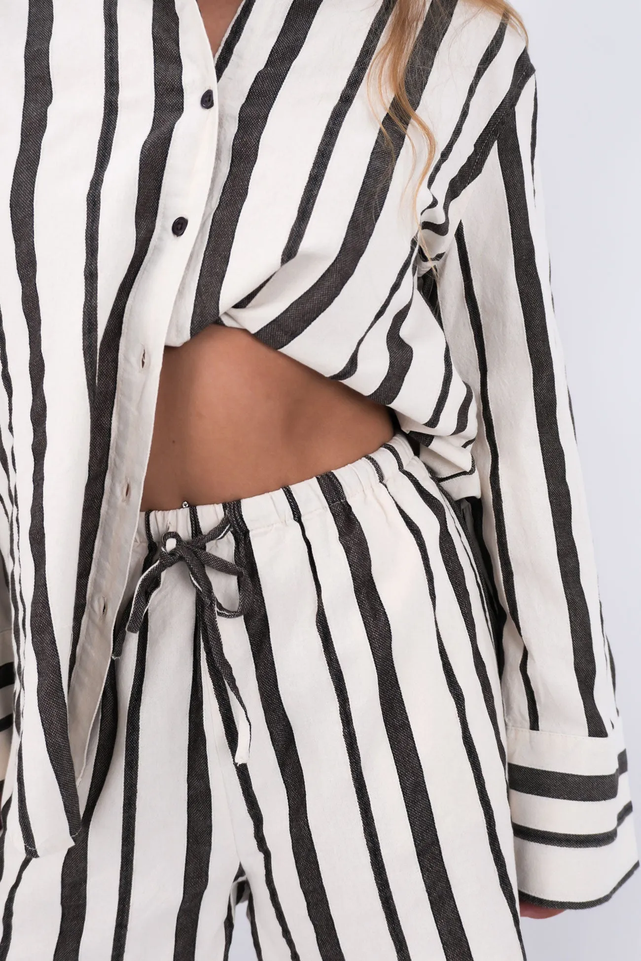 bohemian flair Sporty Look Rosa Stripe Shirt Brown