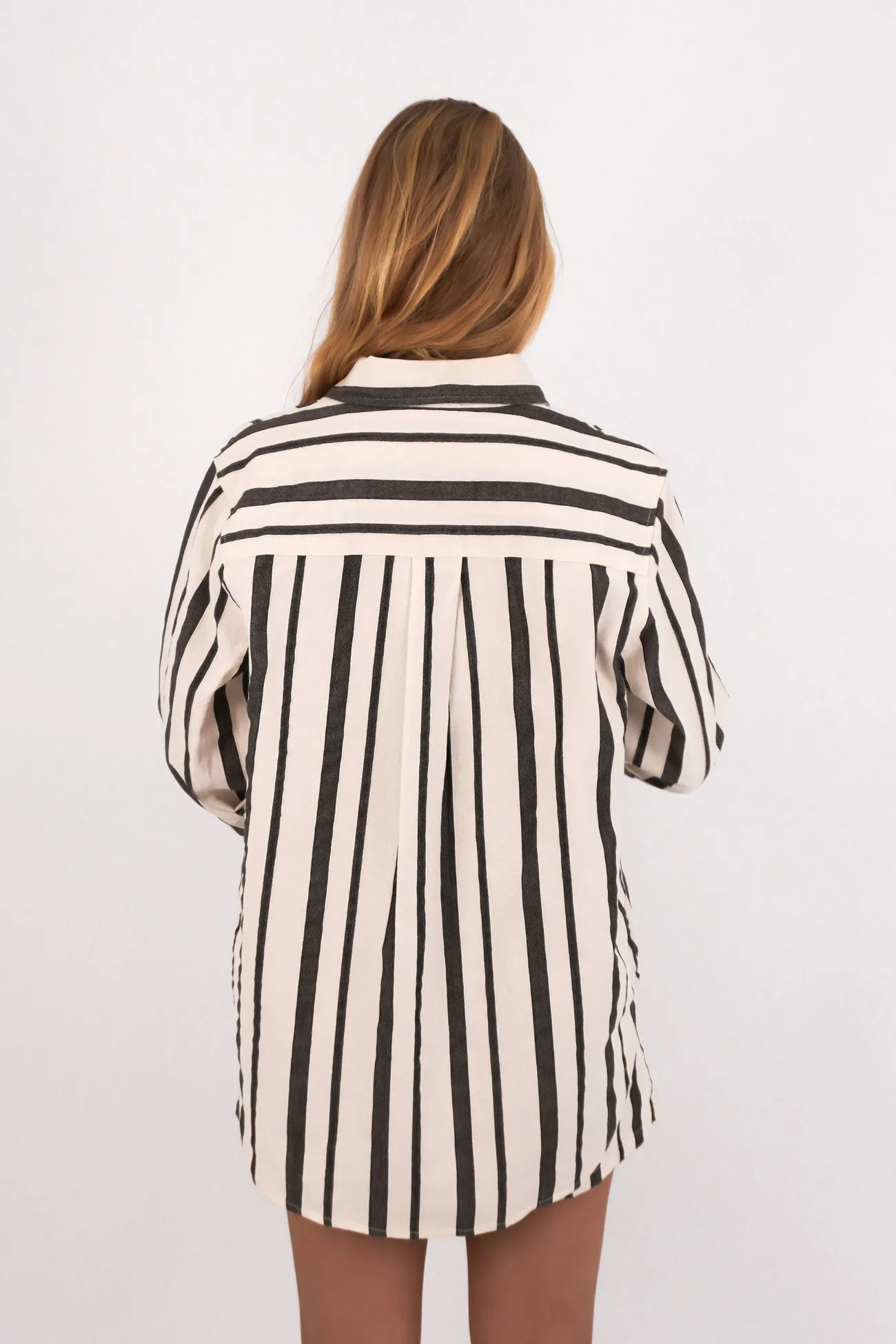Rosa Stripe Shirt Brown Polished Placket