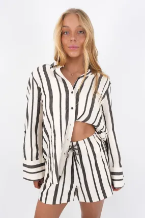 Rosa Stripe Shirt Brown Pullover Design Outdoor Adventure
