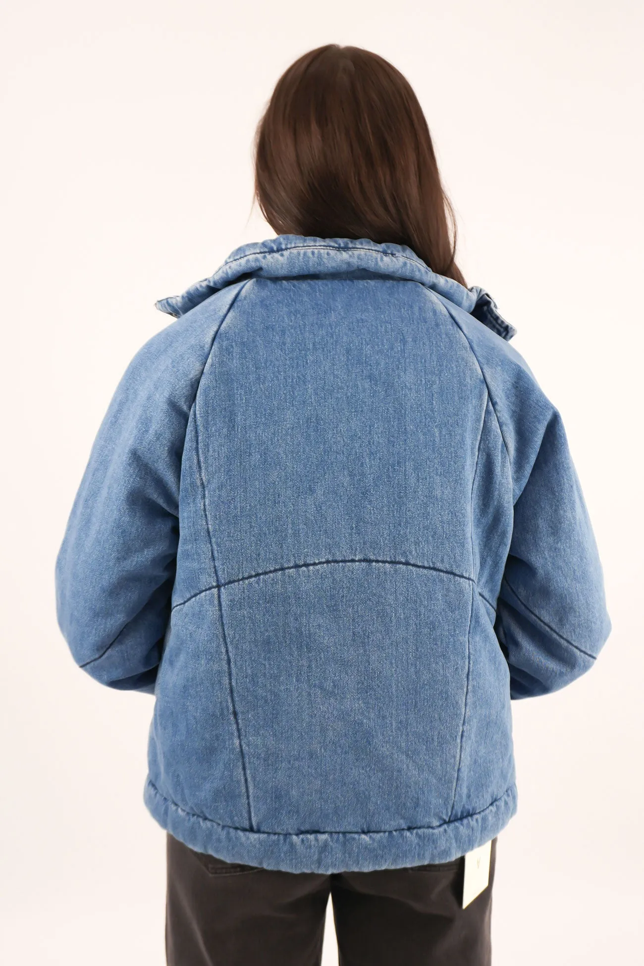 NonBulkyLayering Bonded Edge Finish Rosalee Jacket Mid Blue