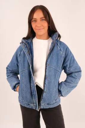 Fleece Inside Rosalee Jacket Mid Blue