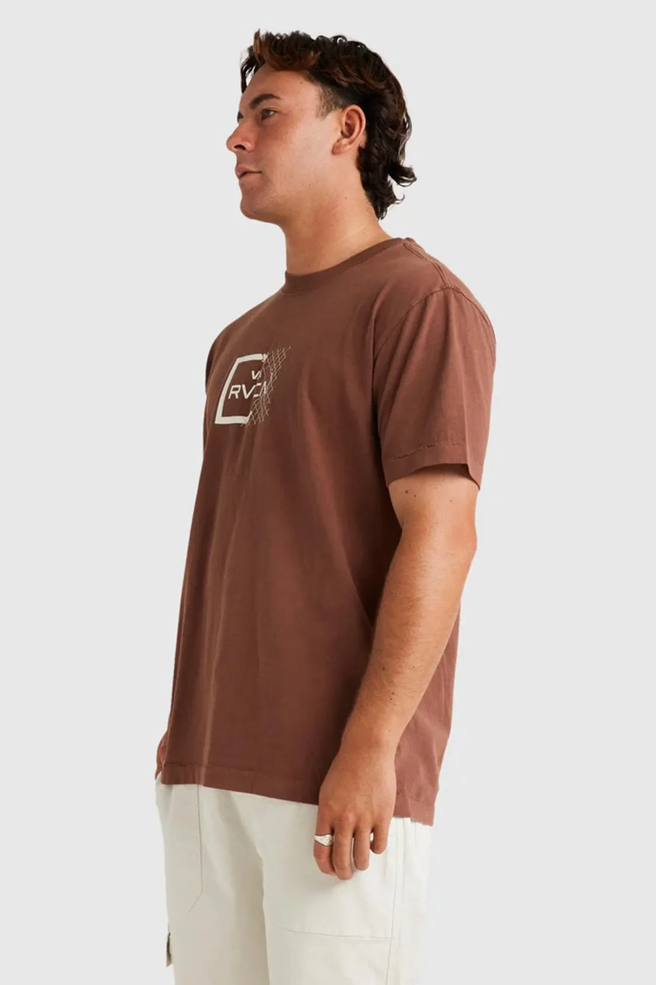 Breathable Mesh Panels Perfectly Fit RVCA Break Out Short Sleeve Tee Hazelnut