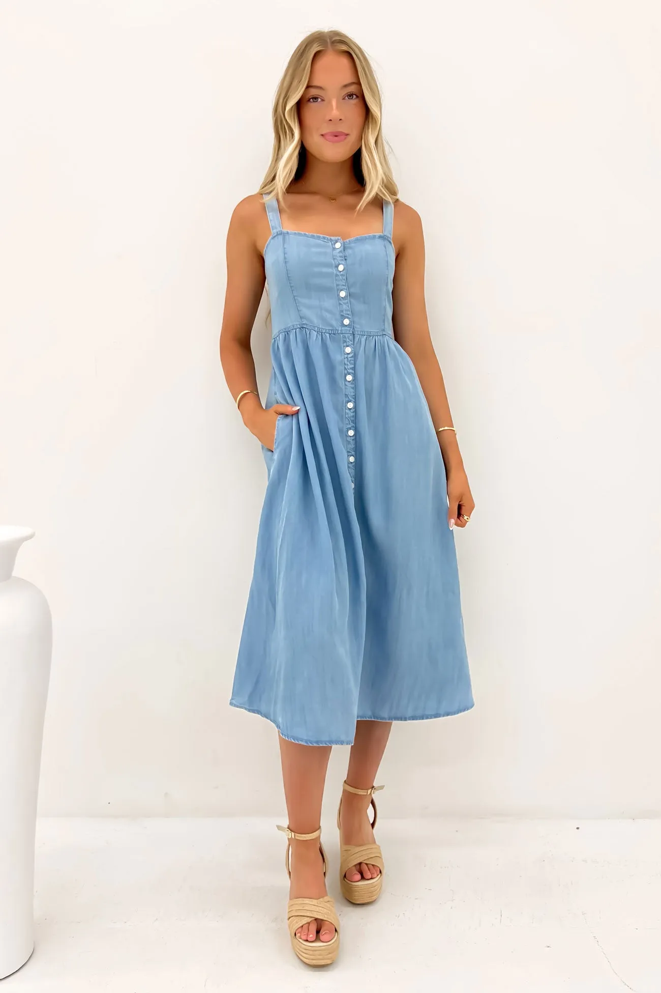 Church Proper Rye Midi Dress Chambray