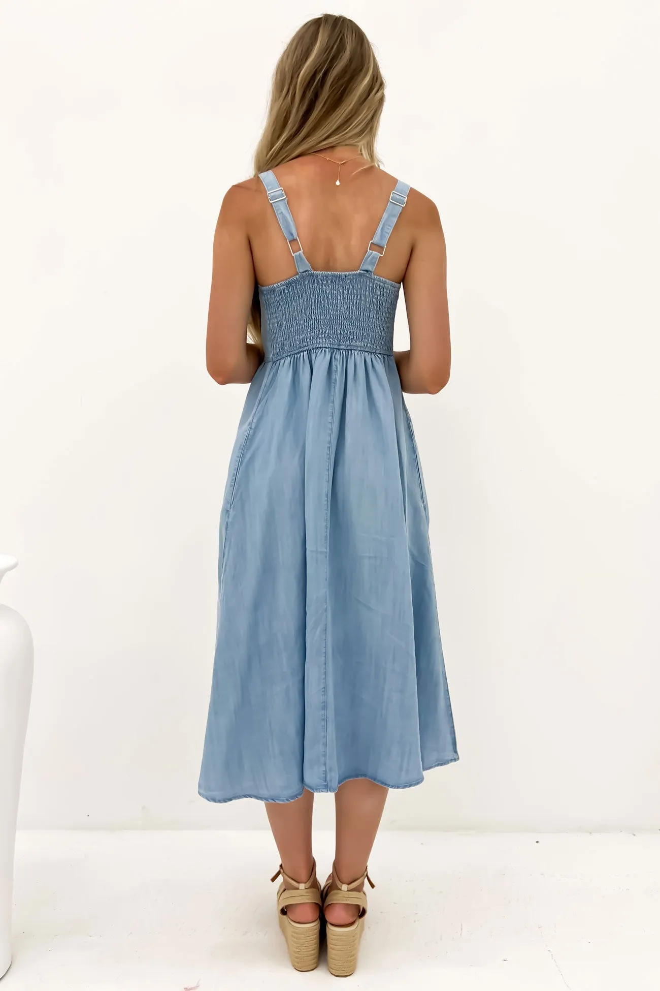Chill Detail Rye Midi Dress Chambray