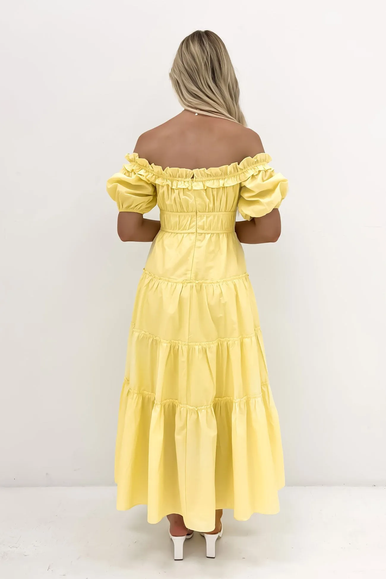 Ryland Midi Dress Yellow Neutral Tones Casual Lines