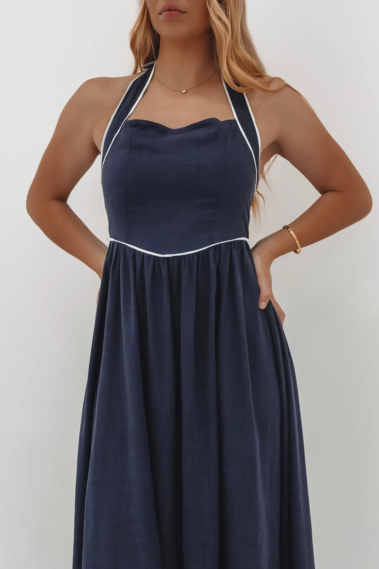 Sabrina Midi Dress Navy urban vibe Flattering Design Wear