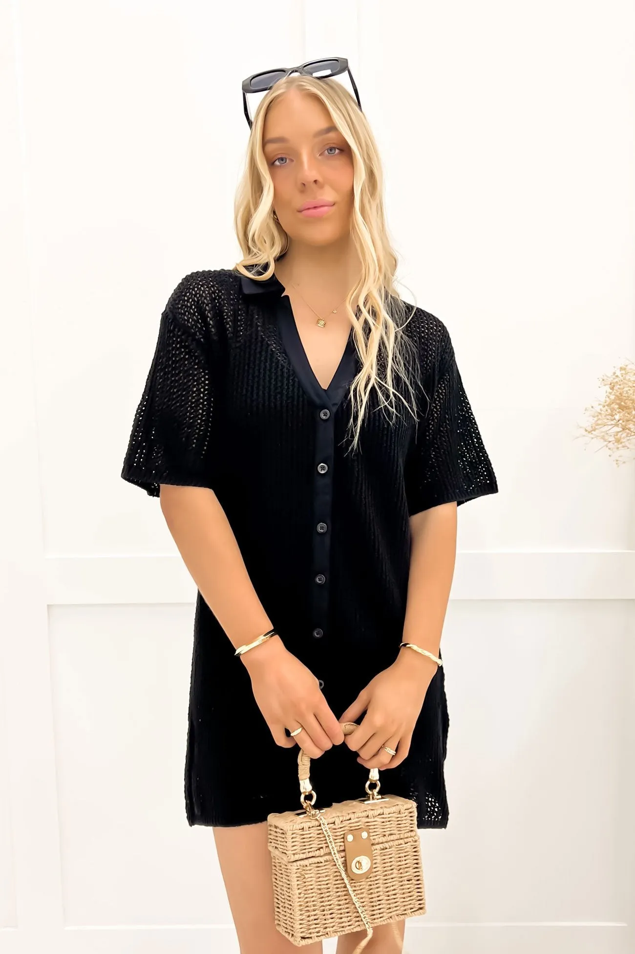 Easy Going Sadie Shirt Dress Black