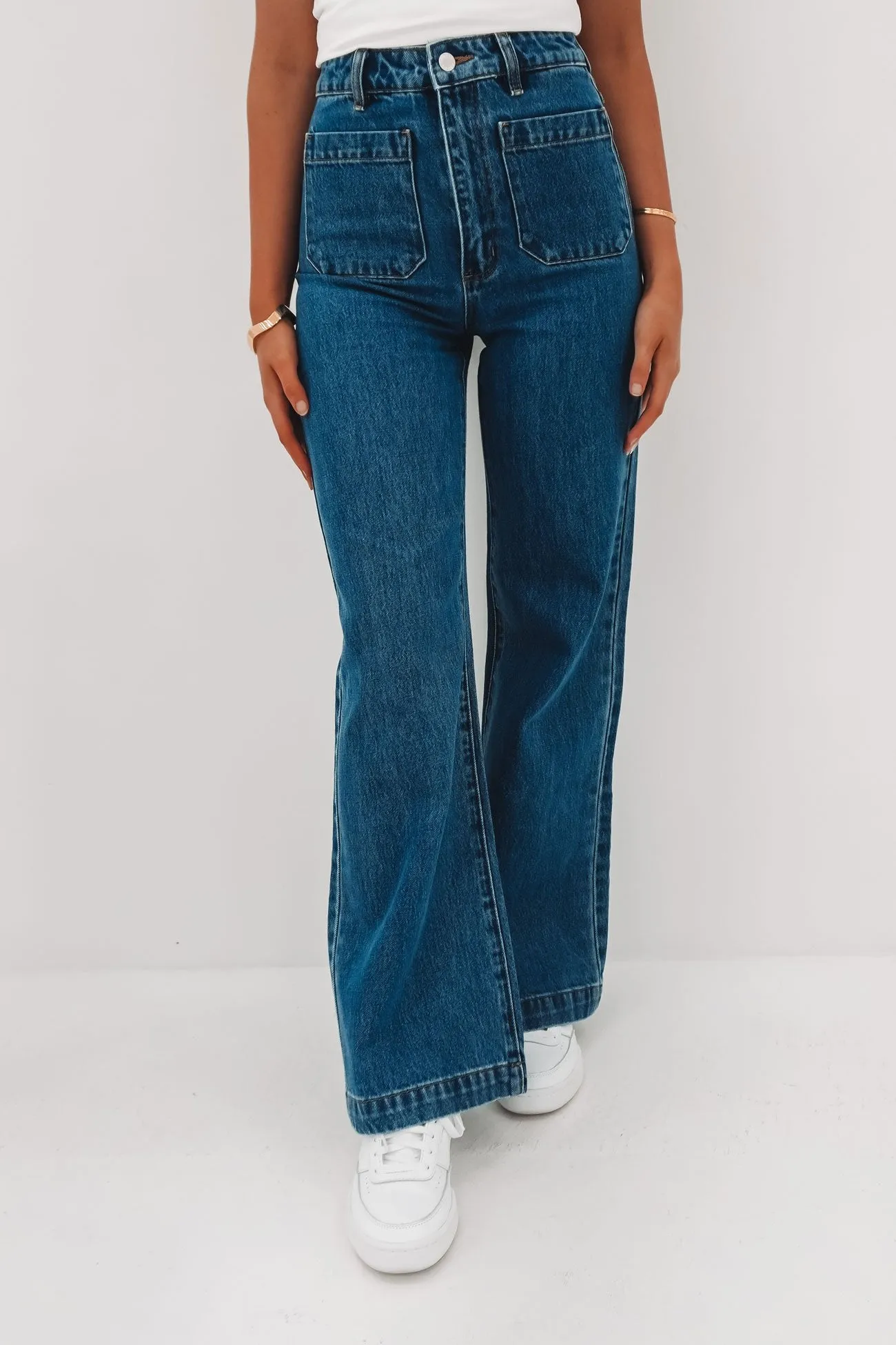 Music Event Smooth Casual Travel Style Sailor Jean Long Ashley Blue
