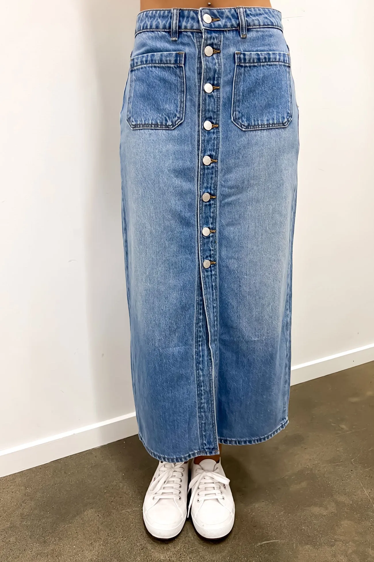 Minimalist Style Sailor Skirt Mid Vintage Blue