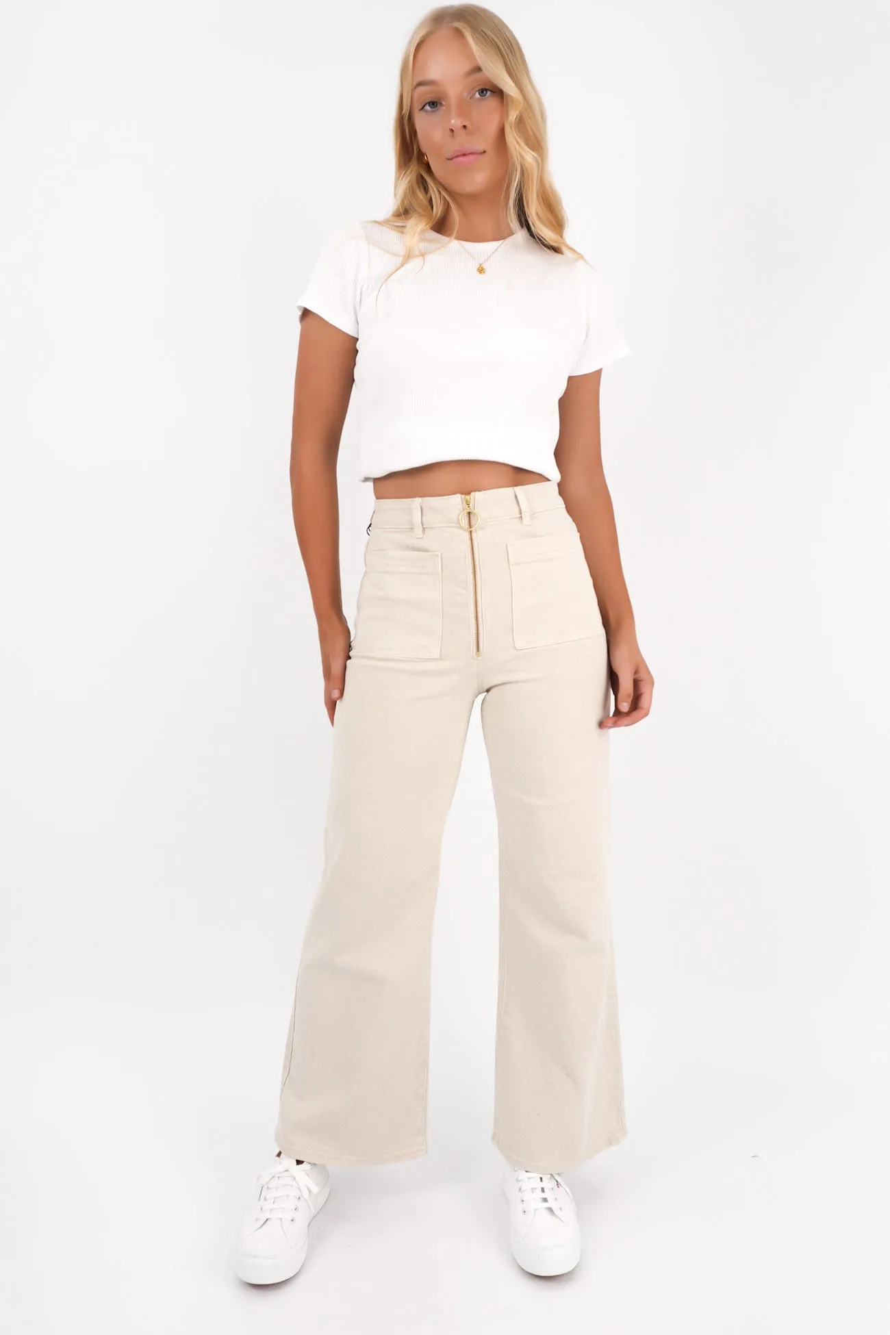 Sailor Zip Jean Off White Moisture Wicking Technology