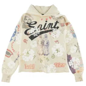 Saint Mxxxxxx X Denim Tears Graffiti Hoodie Grey Drawstring closure