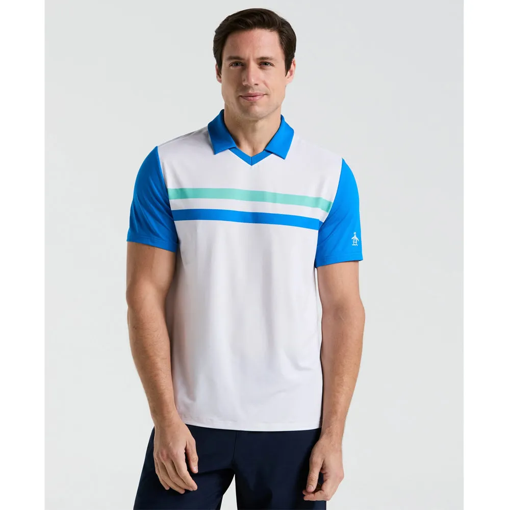 Satin Finish Penguin Men's Heritage Performance Blocked Polo - Bright White Easy - Wear