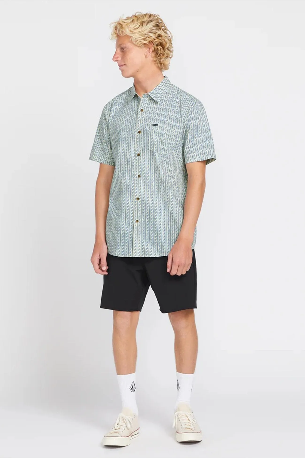 Versatile Clothing Scaler Stone Woven Short Sleeve Shirt Dirty White