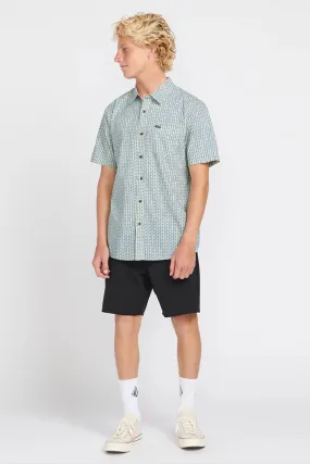 Versatile Clothing Scaler Stone Woven Short Sleeve Shirt Dirty White