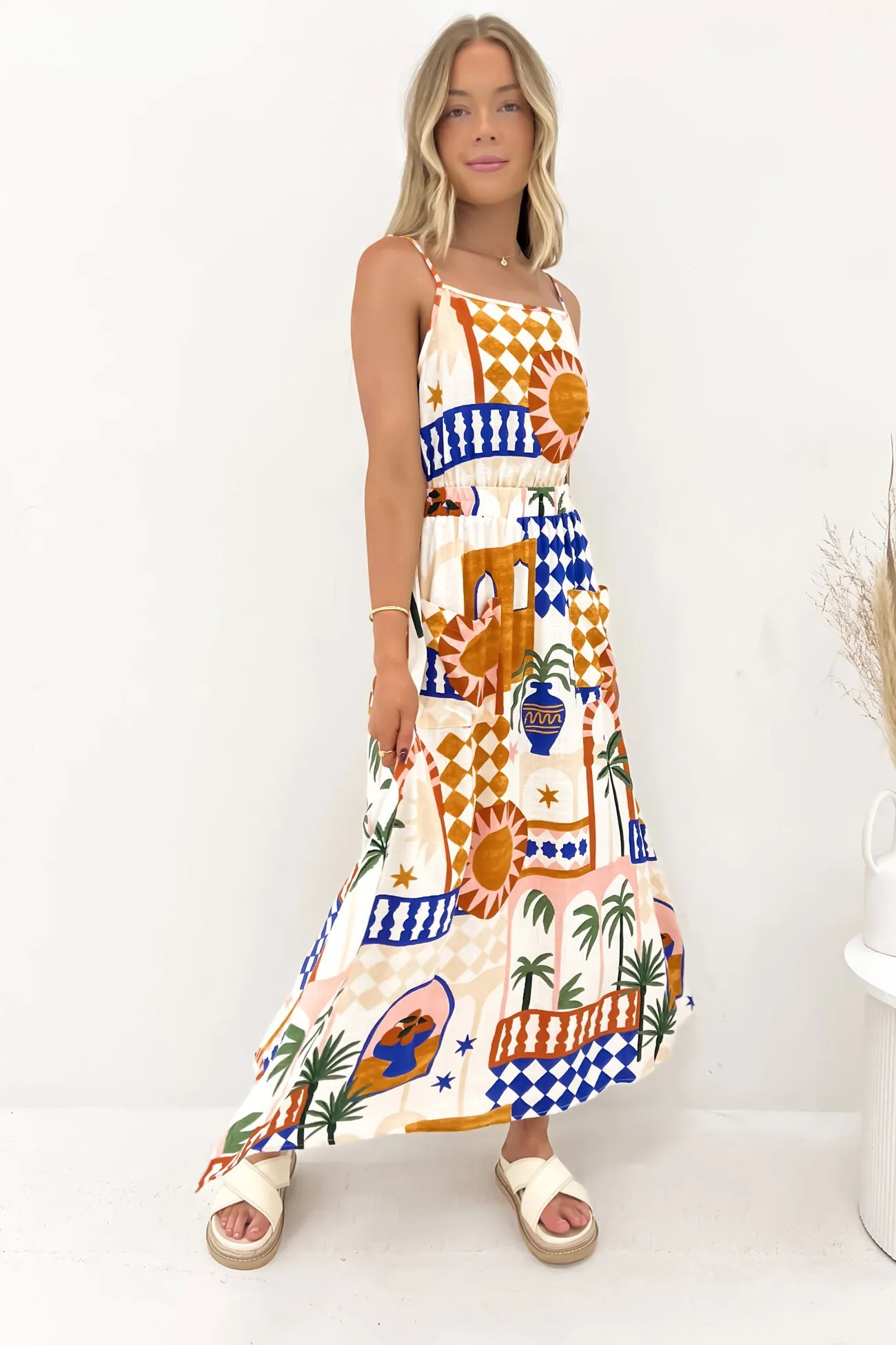 Odor-Control Texture Style Quinton Midi Dress Island